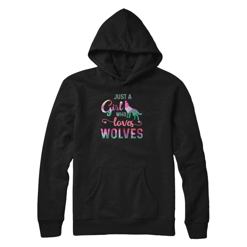 Just A Girl Who Loves Wolves Wolf Lover-T-Shirt & Tank Top-Pullover Hoodie-Black