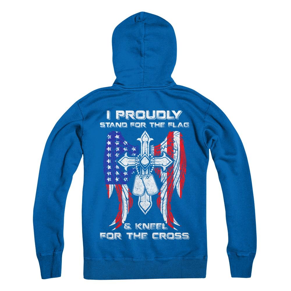 Veteran I Proudly Stand For The Flag Kneel For The Cross-T-Shirt & Hoodie-Pullover Hoodie-Royal