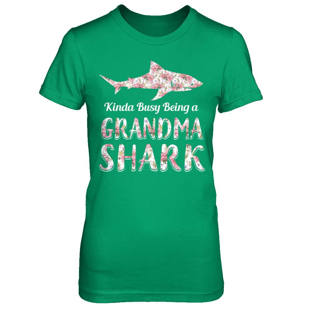 Grandma Shark Kinda Busy Being A Grandmashark-T-Shirt & Hoodie-Women's T-Shirt-Irish Green
