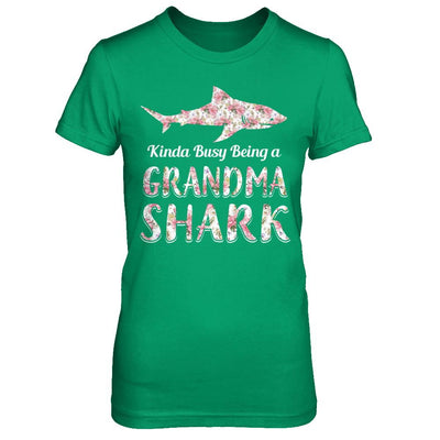 Grandma Shark Kinda Busy Being A Grandmashark-T-Shirt & Hoodie-Women's T-Shirt-Irish Green
