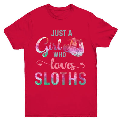 Just A Girl Who Loves Sloths Sloth Lover Youth-Youth Shirt-Youth T-Shirt-Red