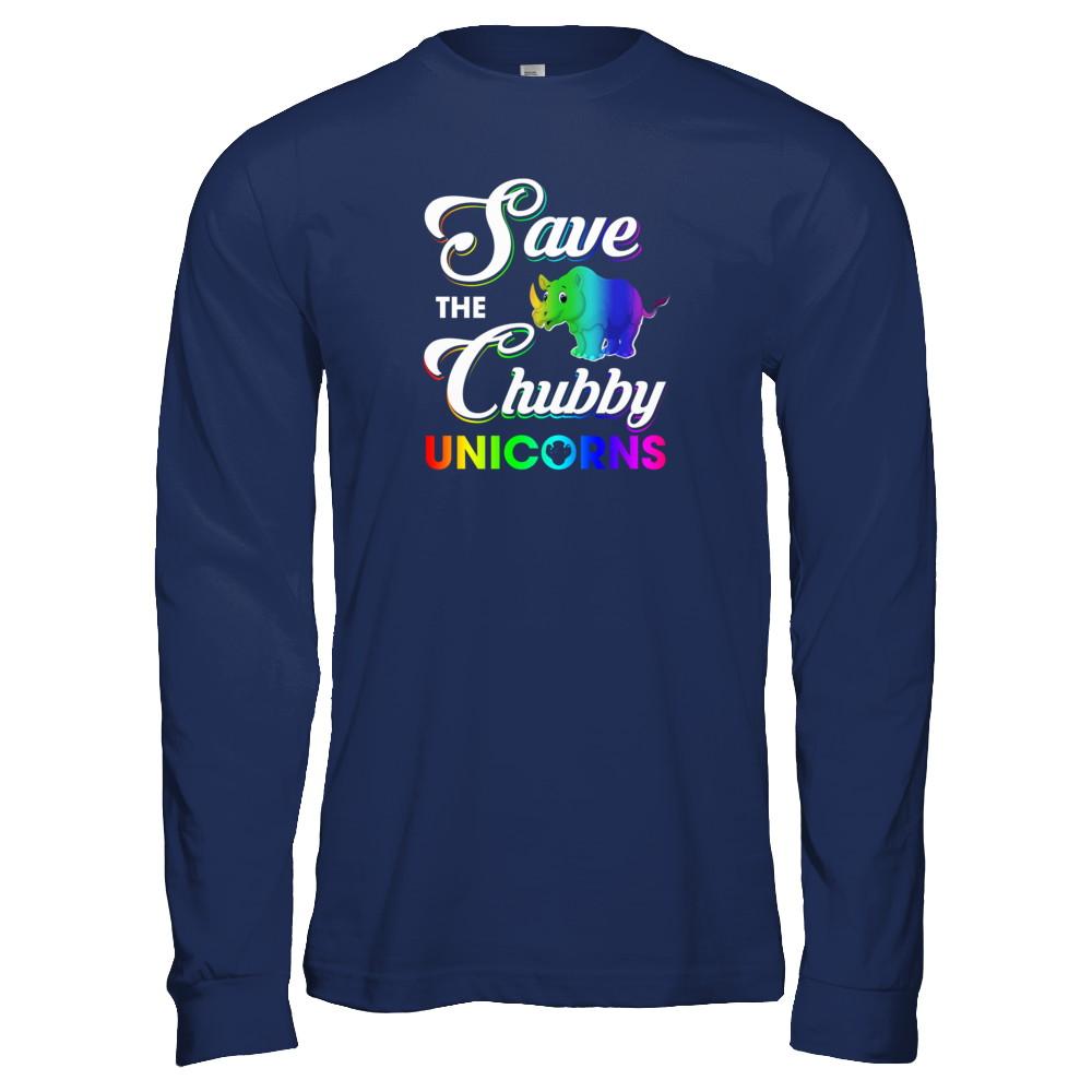 Save The Chubby Unicorns Rhino-T-Shirt & Tank Top-Long Sleeve T-Shirt-Navy