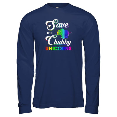 Save The Chubby Unicorns Rhino-T-Shirt & Tank Top-Long Sleeve T-Shirt-Navy