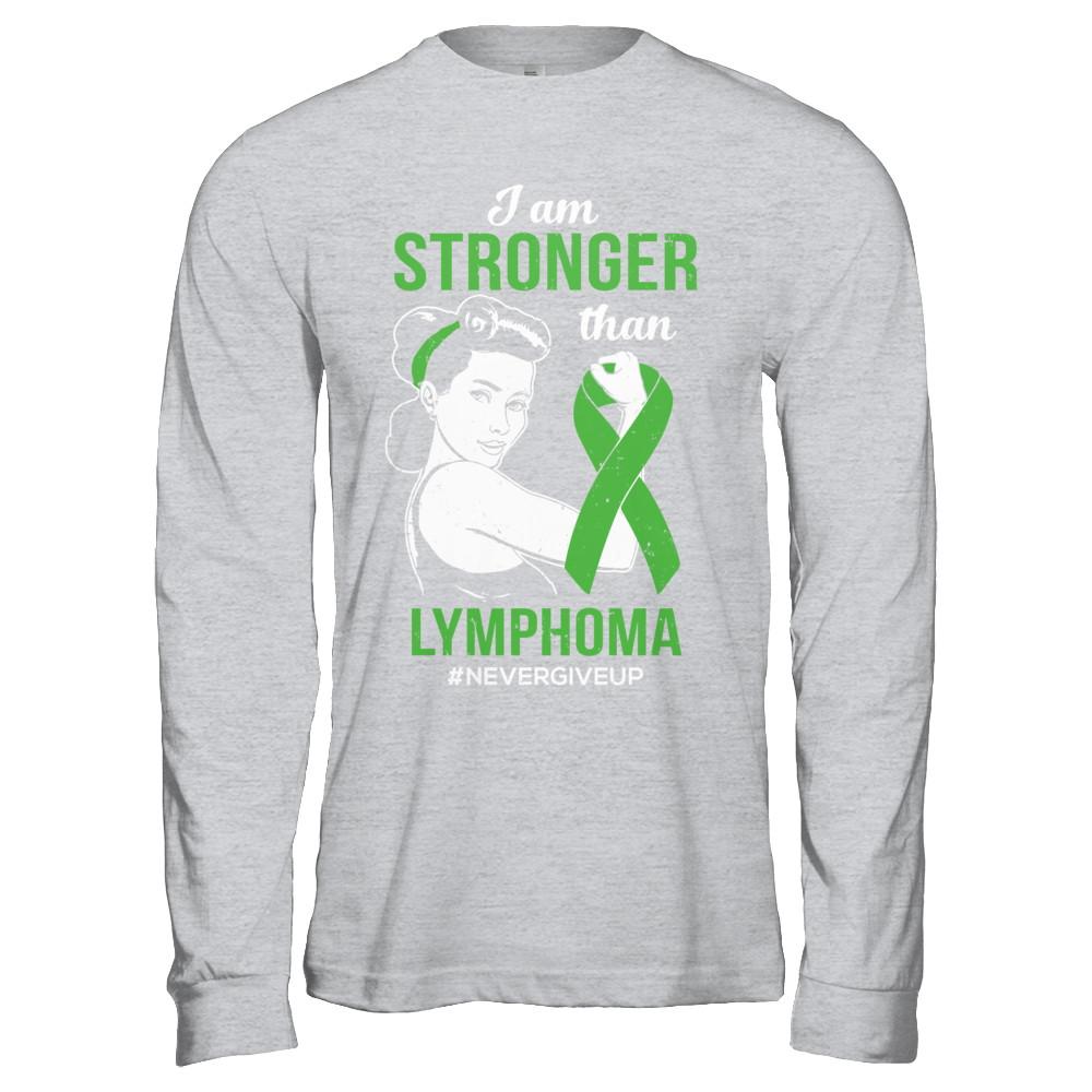 I Am Stronger Than Lymphoma Awareness Support-T-Shirt & Hoodie-Long Sleeve T-Shirt-Sport Grey