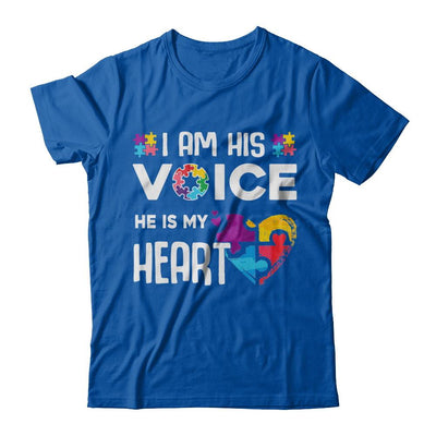 Autism Awareness I Am His Voice He Is My Heart Autism Mom-T-Shirt & Hoodie-Premium T-Shirt-Royal