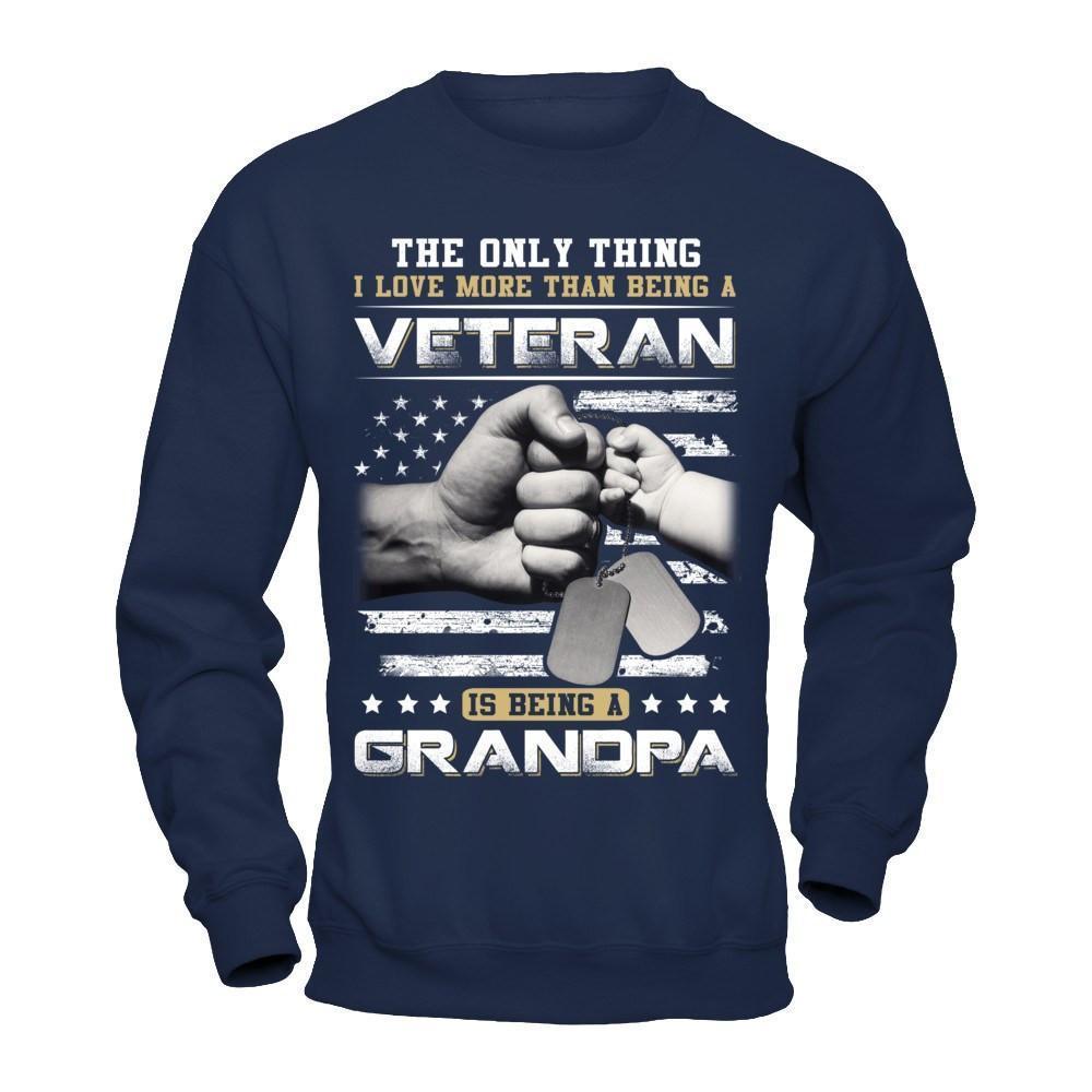 I Love More Than Being A Veteran Is Being A Grandpa-T-Shirt & Hoodie-Crewneck Sweatshirt-Navy