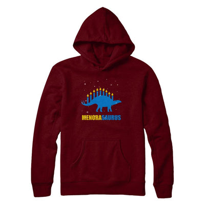 Funny Hanukkah Dinosaur Menorah Stegosaurus Menorasaurus-T-Shirt & Sweatshirt-Pullover Hoodie-Maroon