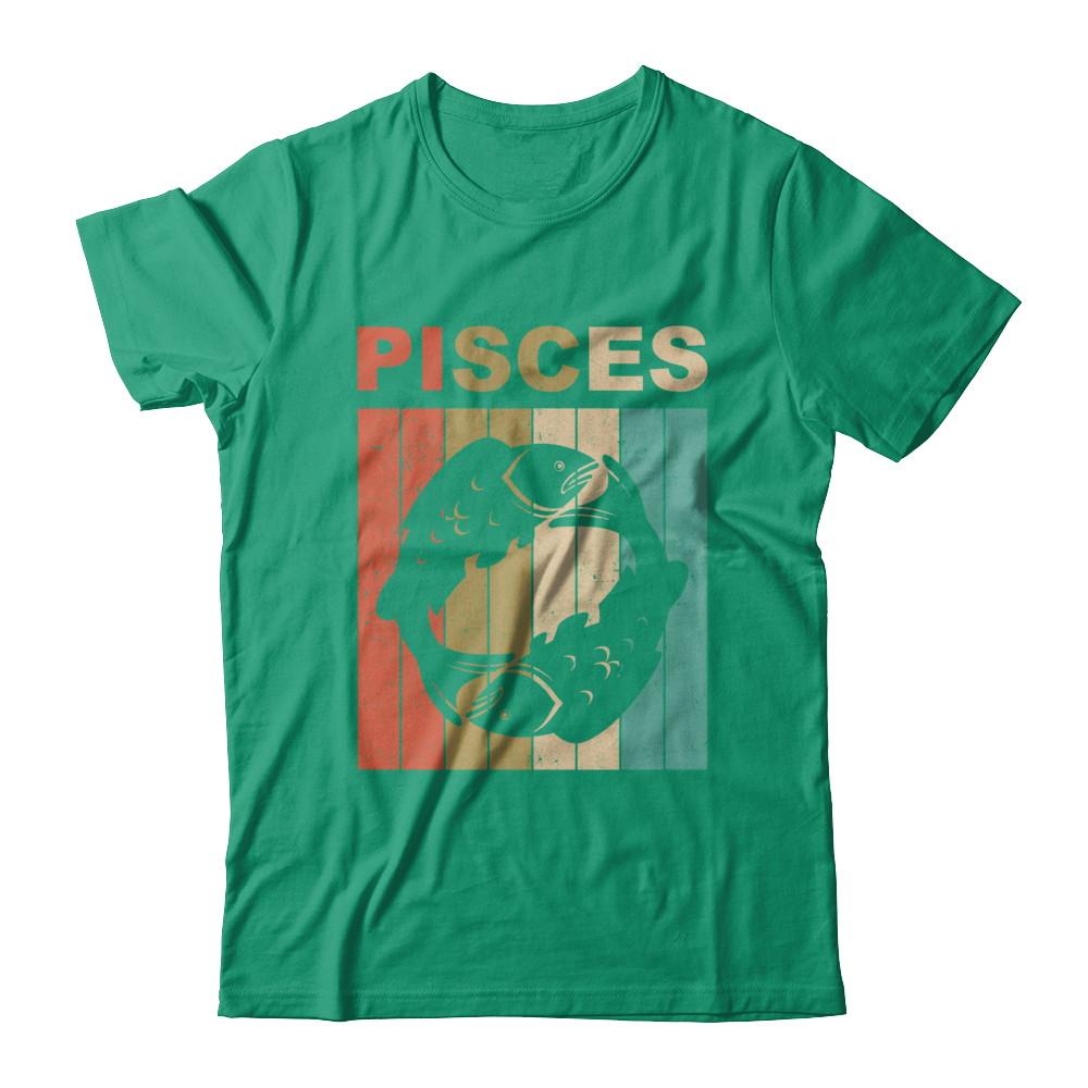 Vintage Pisces Zodiac February March Birthday Gift-T-Shirt & Hoodie-Classic T-Shirt-Kelly Green