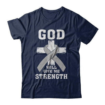 God Will Give Me Strength Grey Gray Cancer Ribbon Gift-T-Shirt & Hoodie-Classic T-Shirt-Navy