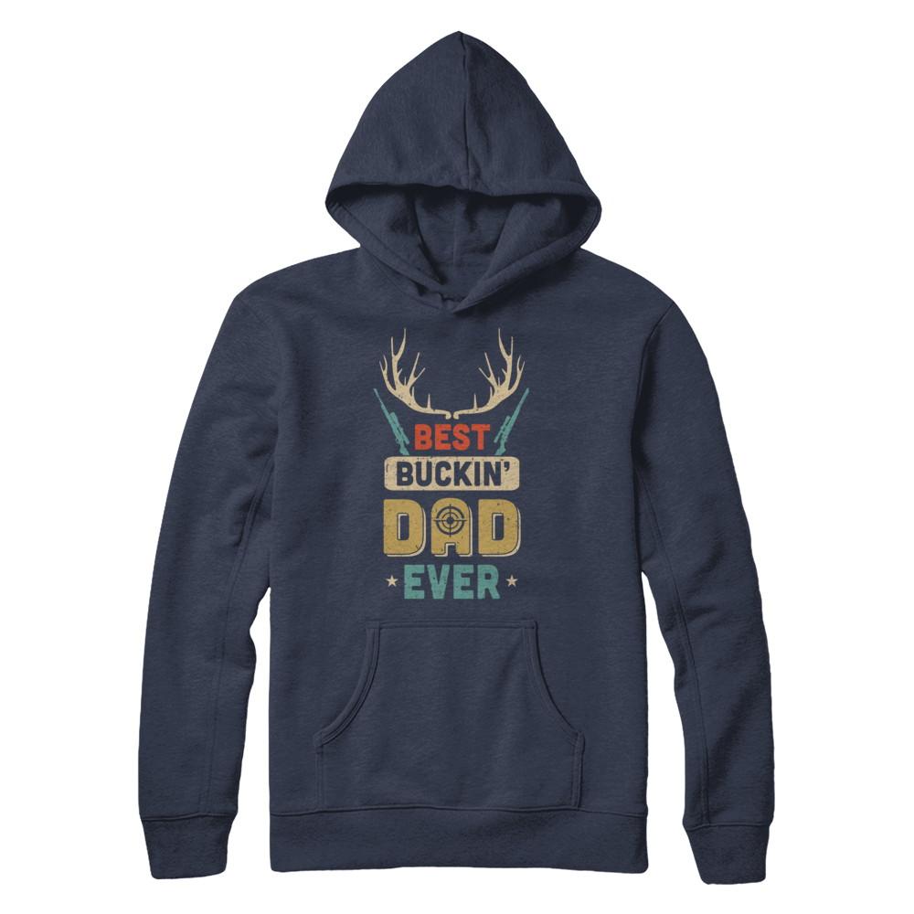 Vintage Best Buckin' Dad Ever Deer Hunting-T-Shirt & Hoodie-Pullover Hoodie-Navy