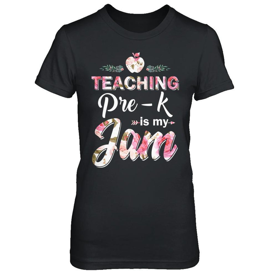 Teaching Pre-K Grade Is My Jam Back To Shcool Teacher-T-Shirt & Hoodie-Women's T-Shirt-Black