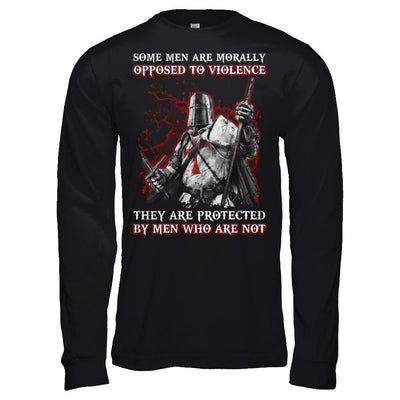 Knight Templar Men Opposed To Violence They Are Protected By Men Who Are Not-T-Shirt & Hoodie-Long Sleeve T-Shirt-Black