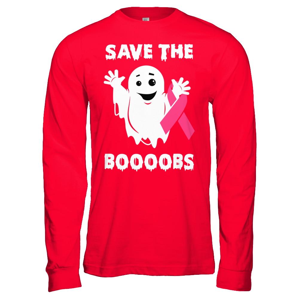 Halloween Save The Boobs Breast Cancer Awareness-T-Shirt & Hoodie-Long Sleeve T-Shirt-Red