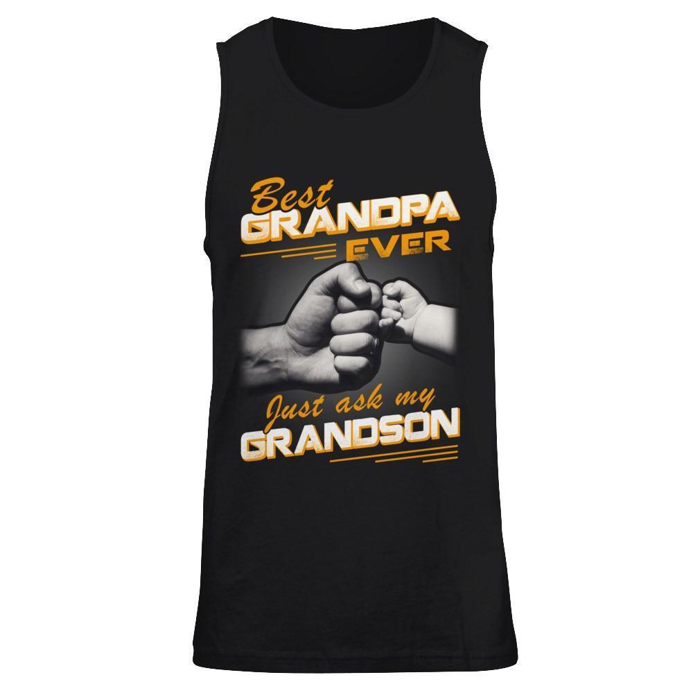 Best Grandpa Ever Just Ask My Grandson-T-Shirt & Hoodie-Unisex Tank-Black