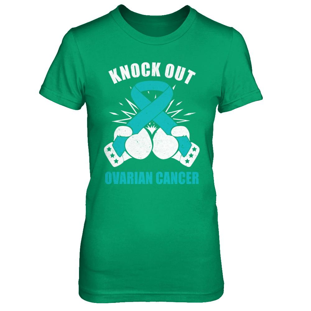 Boxing knock out Ovarian Cancer Awareness Support-T-Shirt & Hoodie-Women's T-Shirt-Irish Green