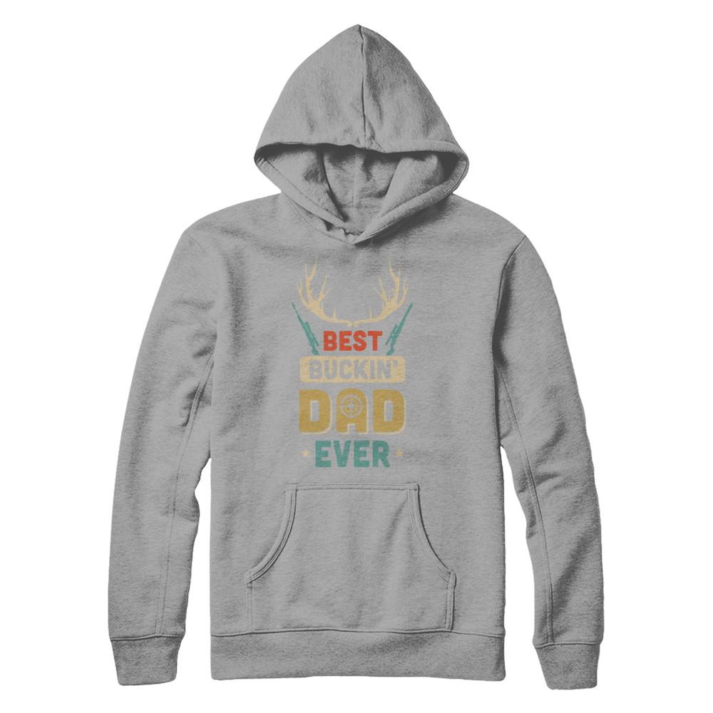 Vintage Best Buckin' Dad Ever Deer Hunting-T-Shirt & Hoodie-Pullover Hoodie-Light Steel
