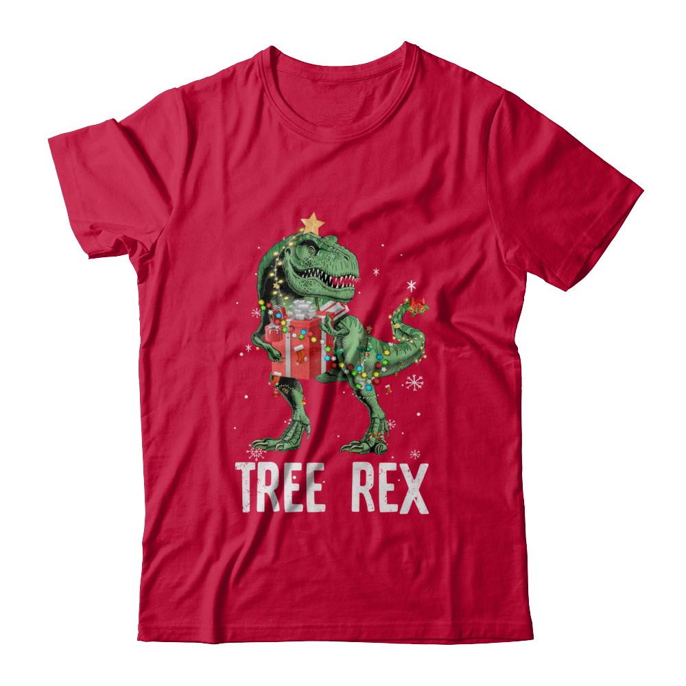 Christmas Tree For Kids Boys T Rex Dinosaur Xmas Gifts-T-Shirt & Sweatshirt-Classic T-Shirt-Red