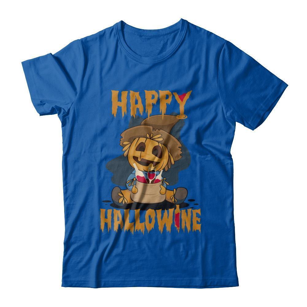 Halloween Happy Hallowine For Wine Straw Man Pumpkin-T-Shirt & Sweatshirt-Premium T-Shirt-Royal