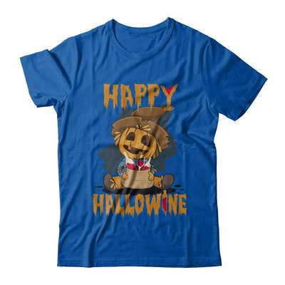 Halloween Happy Hallowine For Wine Straw Man Pumpkin-T-Shirt & Sweatshirt-Premium T-Shirt-Royal