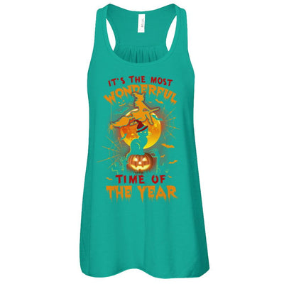 Halloween Cat It's The Most Wonderful Time Of The Year Witches-T-Shirt & Tank Top-Women's Flowy Racerback Tank-Kelly