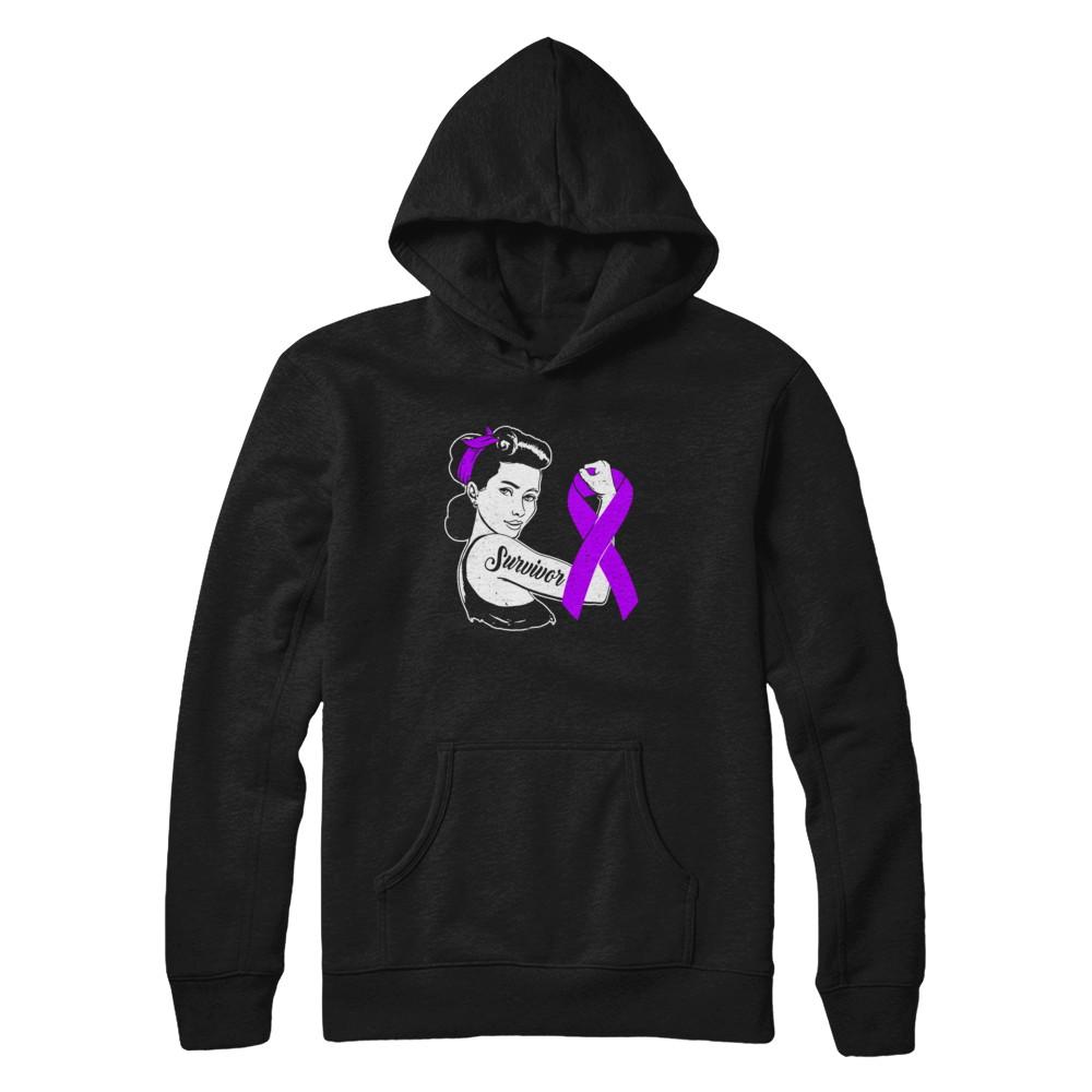 We Can Cure It Purple Alzheimer's Awareness Survivor-T-Shirt & Hoodie-Pullover Hoodie-Black