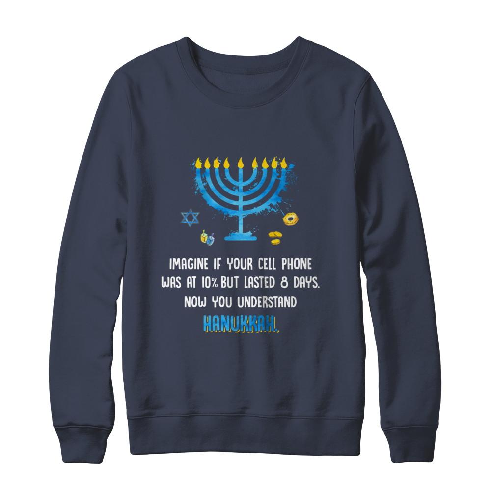 Funny Quote Sarcastic Hanukkah Chanukah Cellphone Gift-T-Shirt & Sweatshirt-Crewneck Sweatshirt-Navy