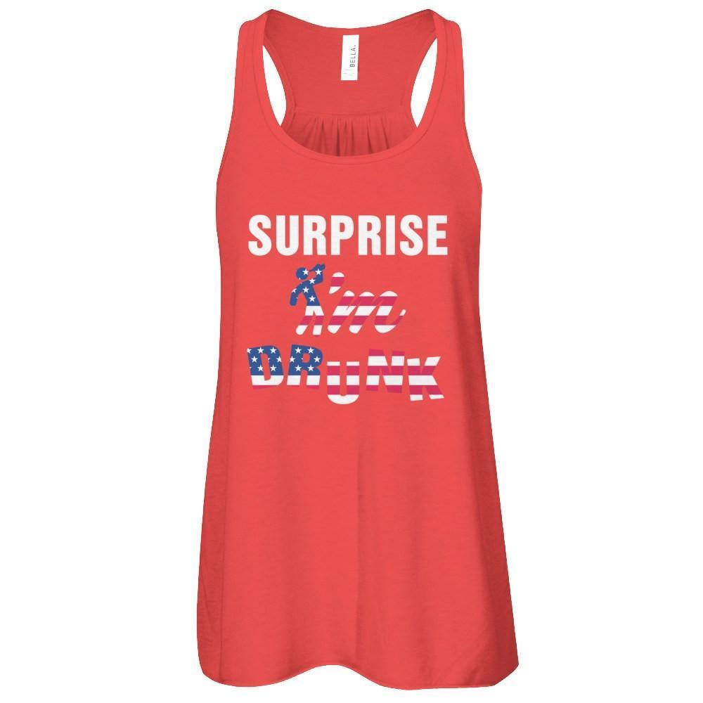 Surprise I'm Drunk 4Th Of July-T-Shirt & Tank Top-Women's Flowy Racerback Tank-Red
