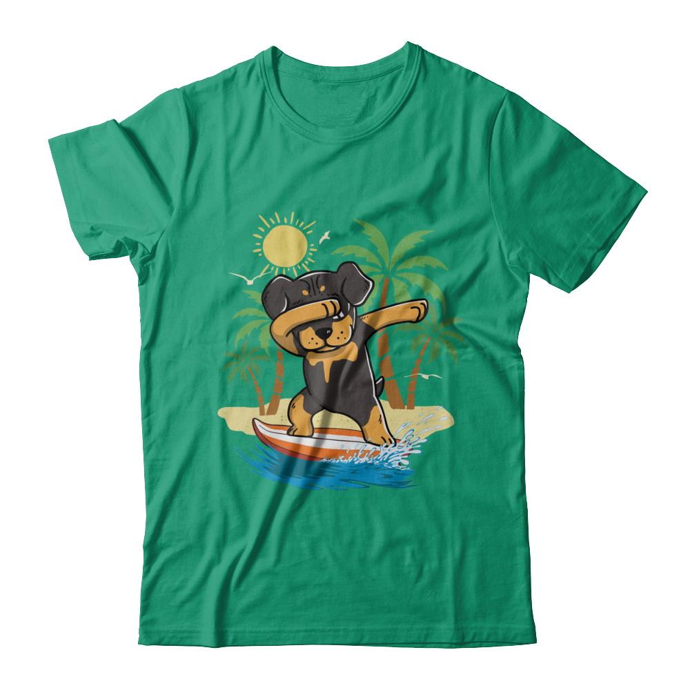 Summer Vacation Dabbing Rottweiler Surfing Surfboard Gift-T-Shirt & Hoodie-Classic T-Shirt-Kelly Green