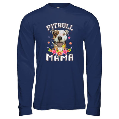 Proud Pitbull Mom Pitbull Mama-T-Shirt & Tank Top-Long Sleeve T-Shirt-Navy
