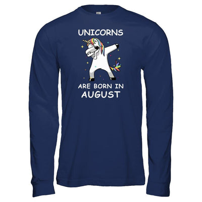 Unicorns Are Born In August Cute Dabbing-T-Shirt & Tank Top-Long Sleeve T-Shirt-Navy