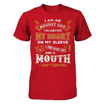 I'm An August Guy I Was Born With My Heart Birthday-T-Shirt & Hoodie-Classic T-Shirt-Red