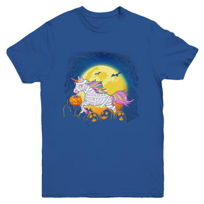 Halloween Pumpkin Unicorn Gift For Kids Girls Youth-Youth Shirt-Youth T-Shirt-Royal