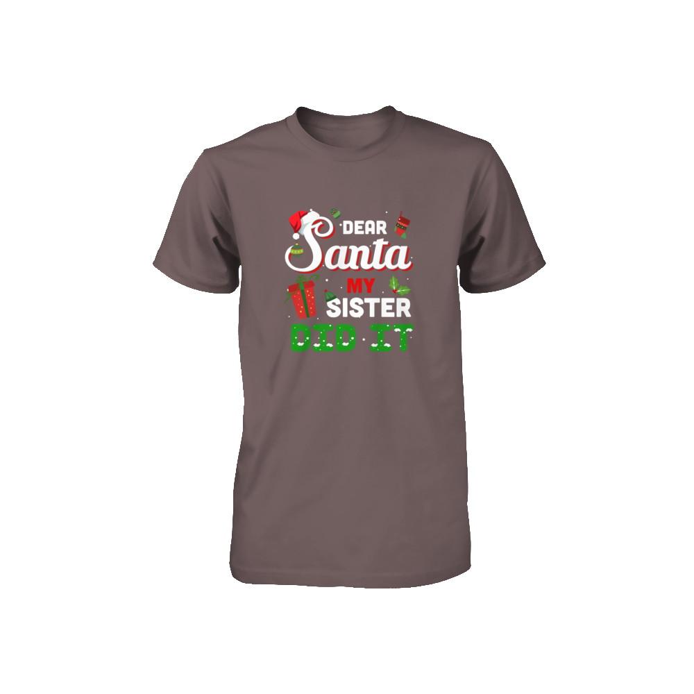 Dear Santa My Sister Did It Christmas Brother Youth-T-Shirt & Sweatshirt-Youth T-Shirt-Asphalt