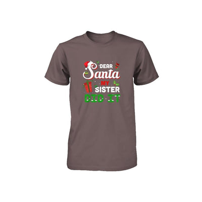 Dear Santa My Sister Did It Christmas Brother Youth-T-Shirt & Sweatshirt-Youth T-Shirt-Asphalt