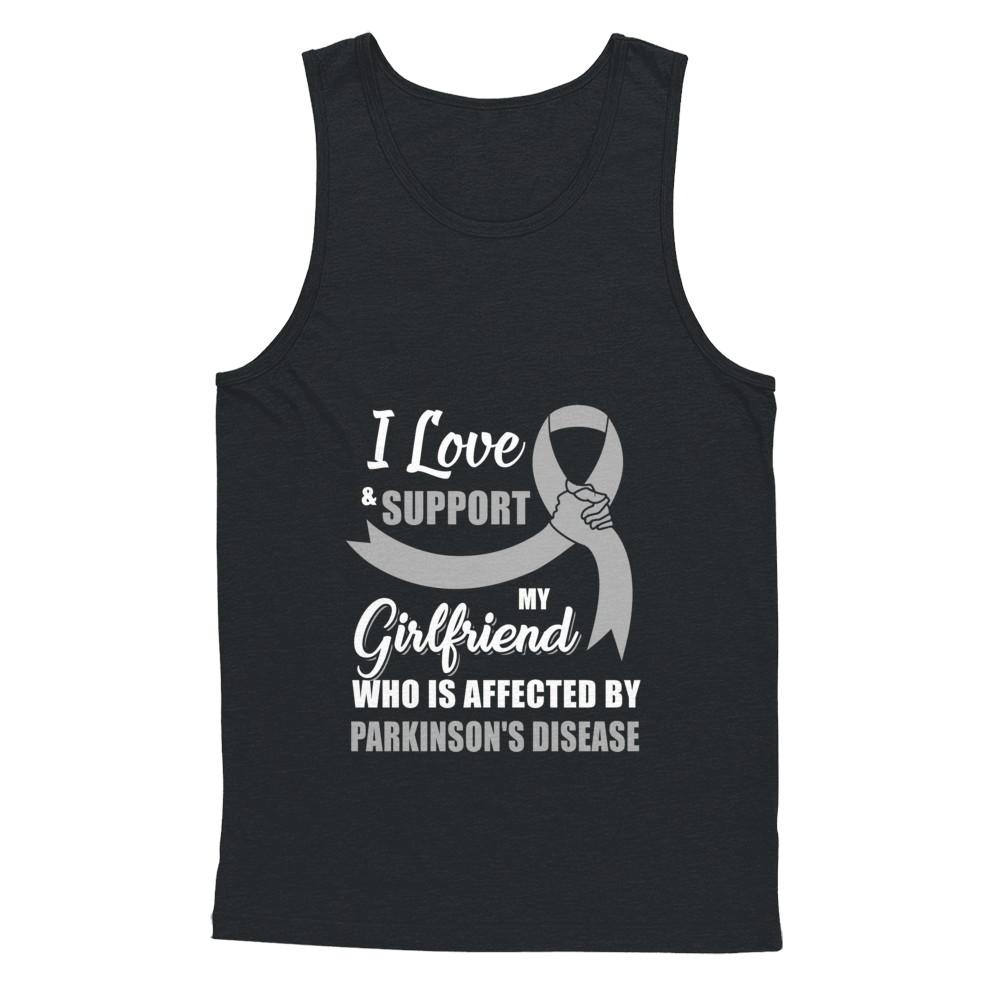 Parkinson's Disease Awareness Support Grey Girlfriend Boyfriend-T-Shirt & Hoodie-Unisex Tank-Black