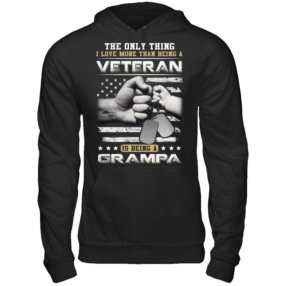 I Love More Than Being A Veteran Is Being A Grampa-T-Shirt & Hoodie-Pullover Hoodie-Black