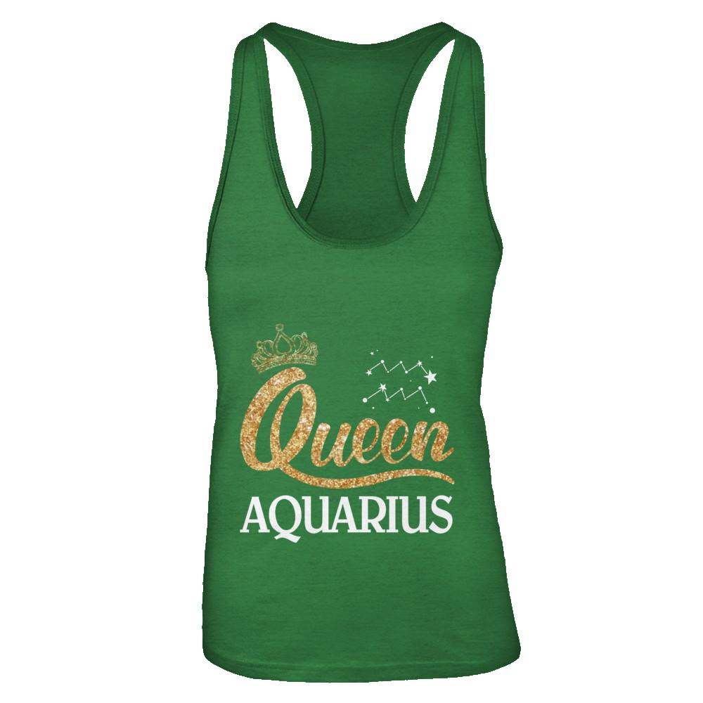 Queen Aquarius Zodiac January February Birthday Gift-T-Shirt & Tank Top-Women's Ideal Racerback Tank-Kelly Green