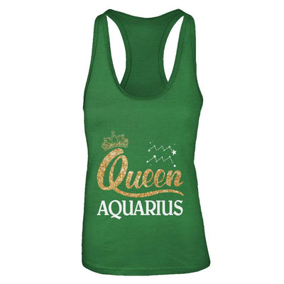 Queen Aquarius Zodiac January February Birthday Gift-T-Shirt & Tank Top-Women's Ideal Racerback Tank-Kelly Green