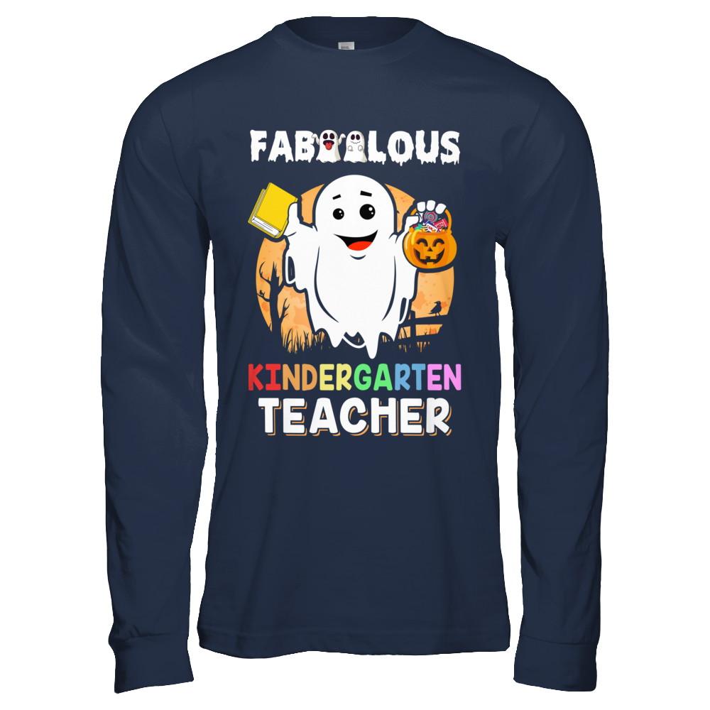 Faboolous Fabulous Kindergarten Teacher Halloween-T-Shirt & Hoodie-Long Sleeve T-Shirt-Navy