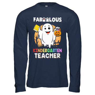 Faboolous Fabulous Kindergarten Teacher Halloween-T-Shirt & Hoodie-Long Sleeve T-Shirt-Navy