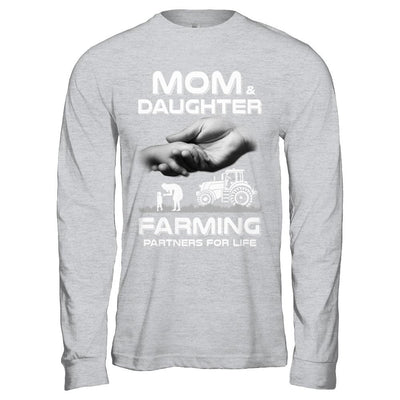 Farmer Mom And Daughter Farming Partners For Life Mothers Day-T-Shirt & Hoodie-Long Sleeve T-Shirt-Sport Grey