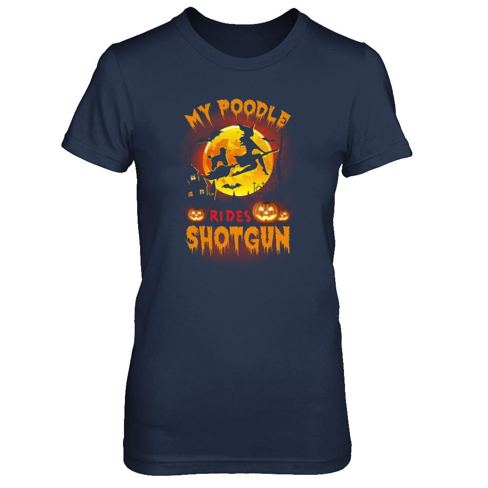 My Poodle Rides Shotgun Halloween Dog-T-Shirt & Tank Top-Women's T-Shirt-Navy