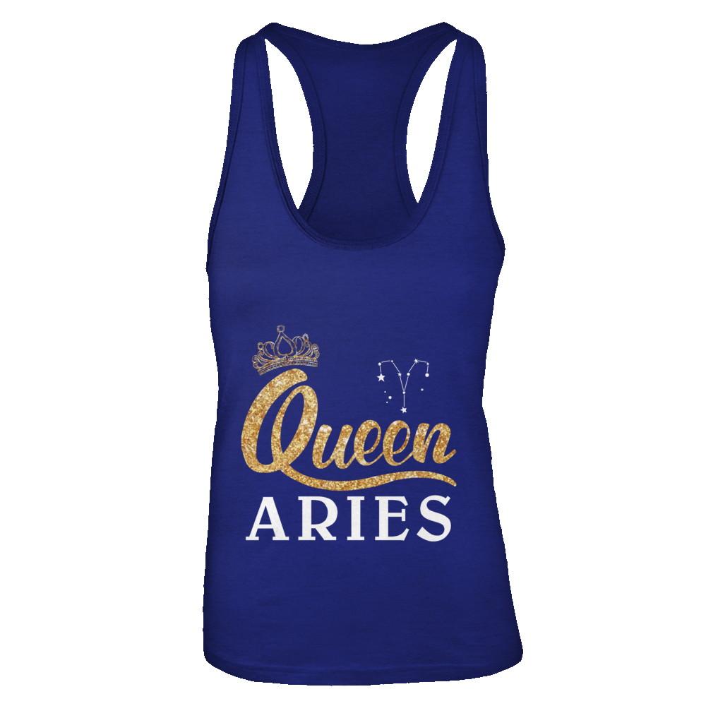 Queen Aries Zodiac March April Birthday Gift-T-Shirt & Tank Top-Women's Ideal Racerback Tank-Royal