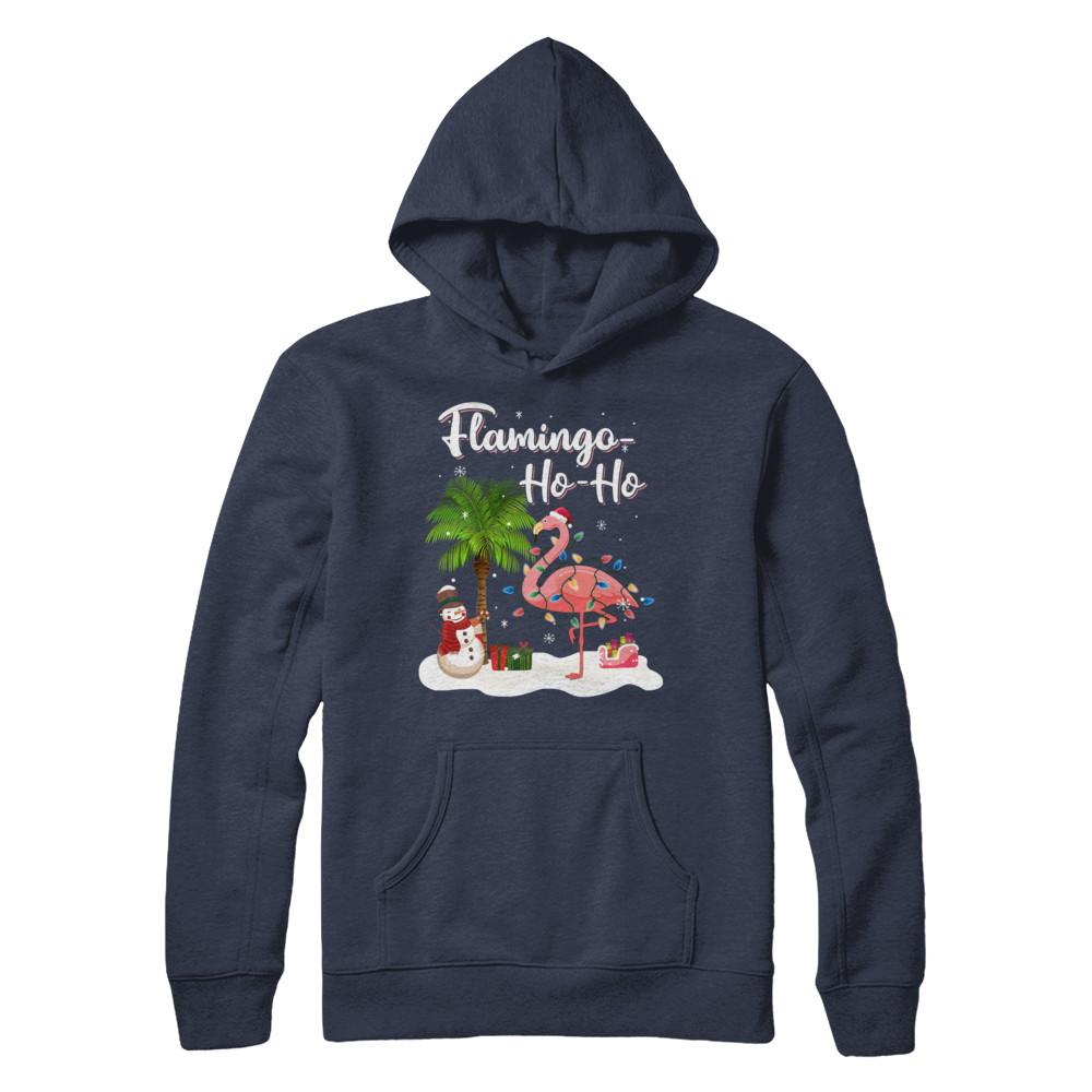 Flamingo Ho Ho Merry Christmas Gifts-T-Shirt & Hoodie-Pullover Hoodie-Navy
