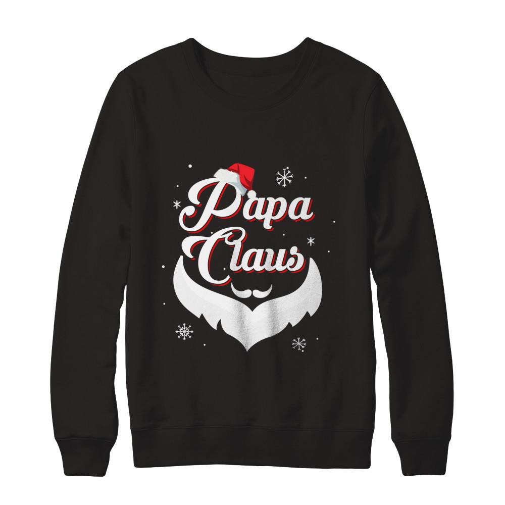 Santa Beard Matching Christmas Pajamas Papa Claus-T-Shirt & Sweatshirt-Crewneck Sweatshirt-Black