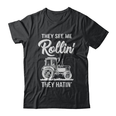 They See Me Rollin They Hatin Funny Tractor-T-Shirt & Hoodie-Classic T-Shirt-Black