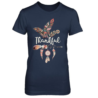 Thankful Feather And Arrow Fall Vintage Thanksgiving-T-Shirt & Sweatshirt-Women's T-Shirt-Navy