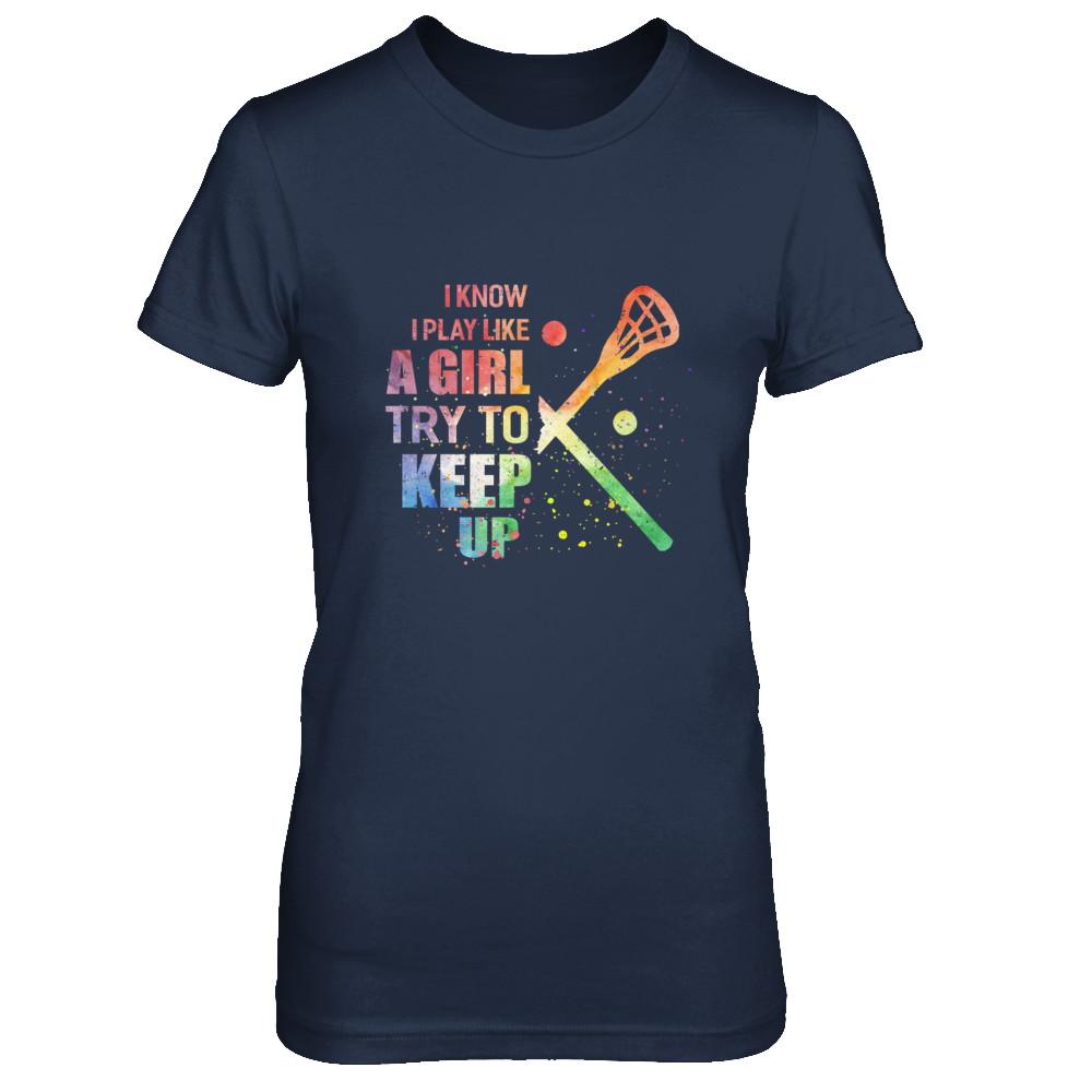 Yeah I Play Like A Girl Lacrosse Girl-T-Shirt & Hoodie-Women's T-Shirt-Navy