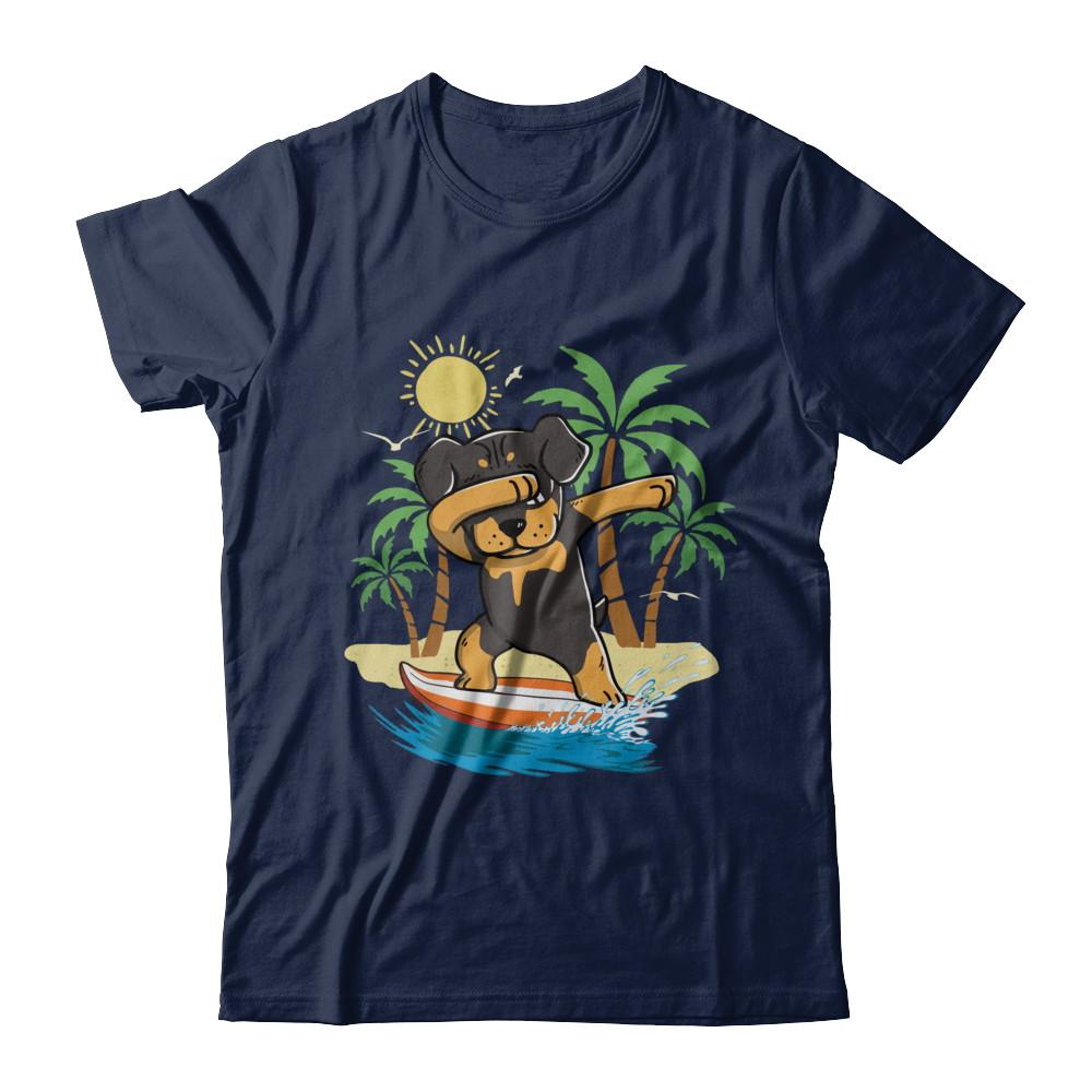 Summer Vacation Dabbing Rottweiler Surfing Surfboard Gift-T-Shirt & Hoodie-Classic T-Shirt-Navy