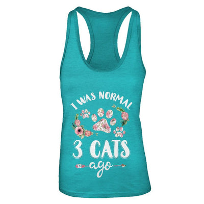 I Was Normal Three Cats Ago-T-Shirt & Tank Top-Women's Ideal Racerback Tank-Tahiti Blue